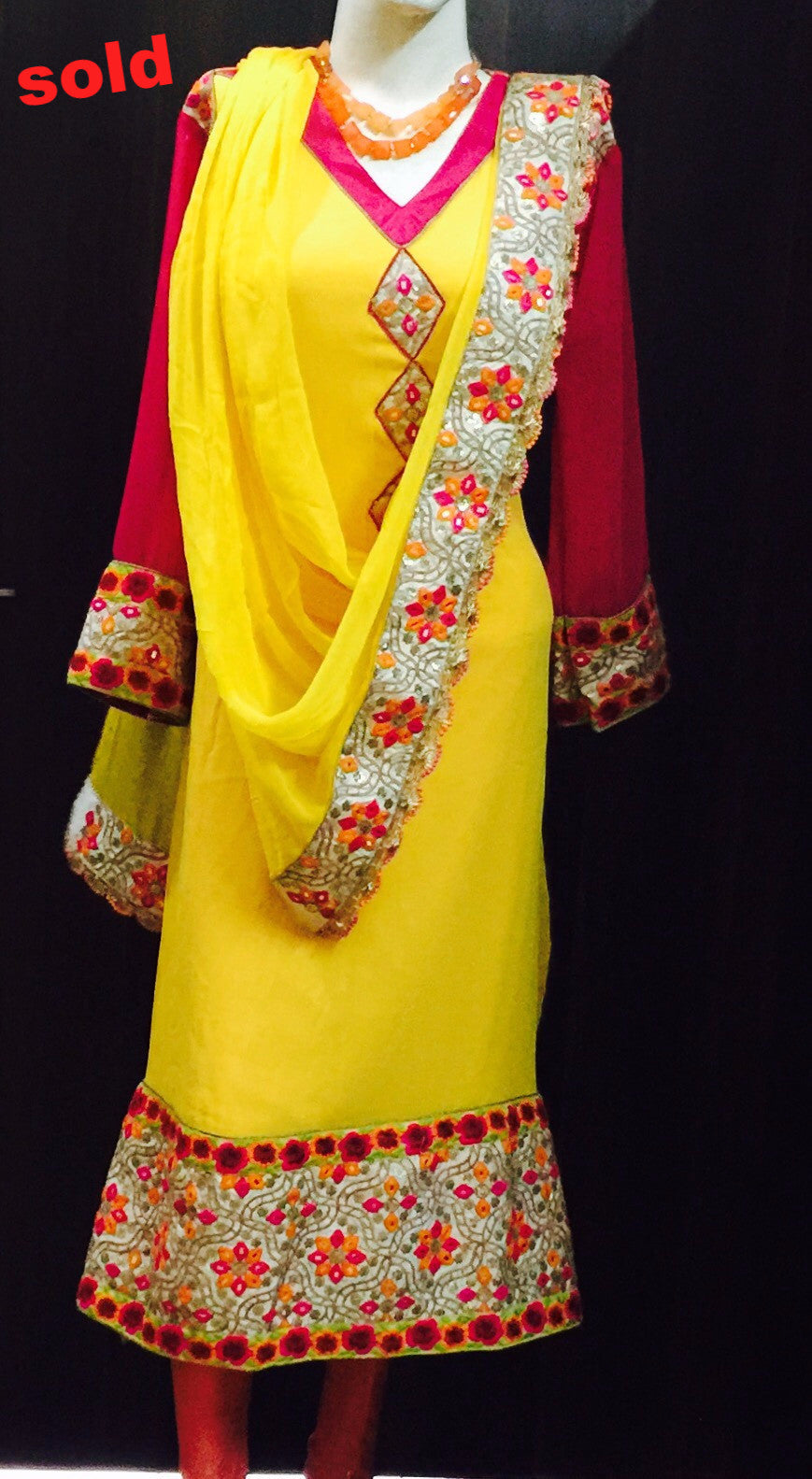 yellow embroidered suit #Fdn0033