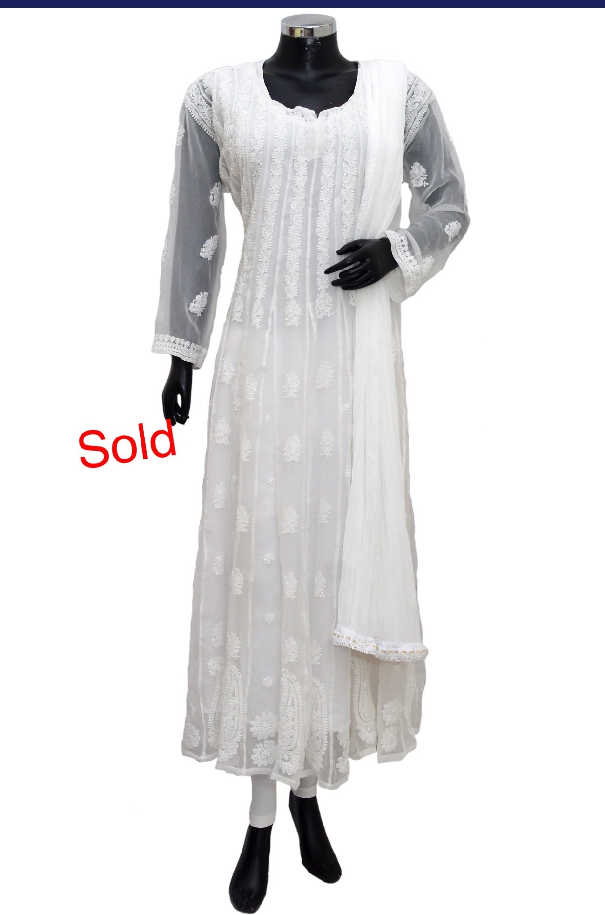White Chikankari dress #fdn4080-301