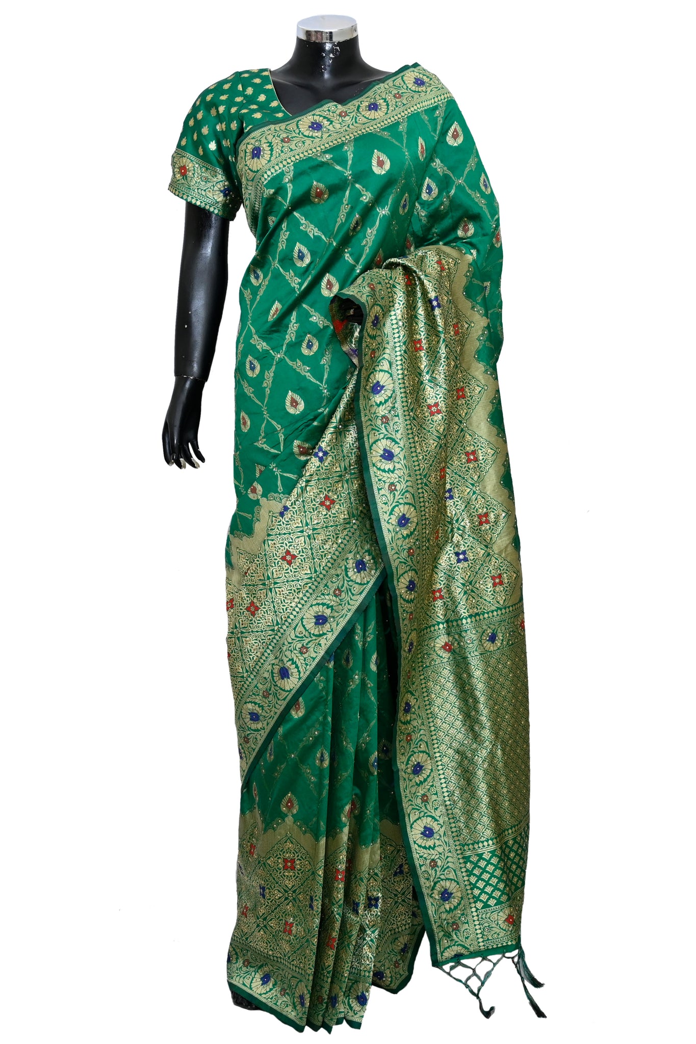 Silk Saree with kundan work #fdn9040-501