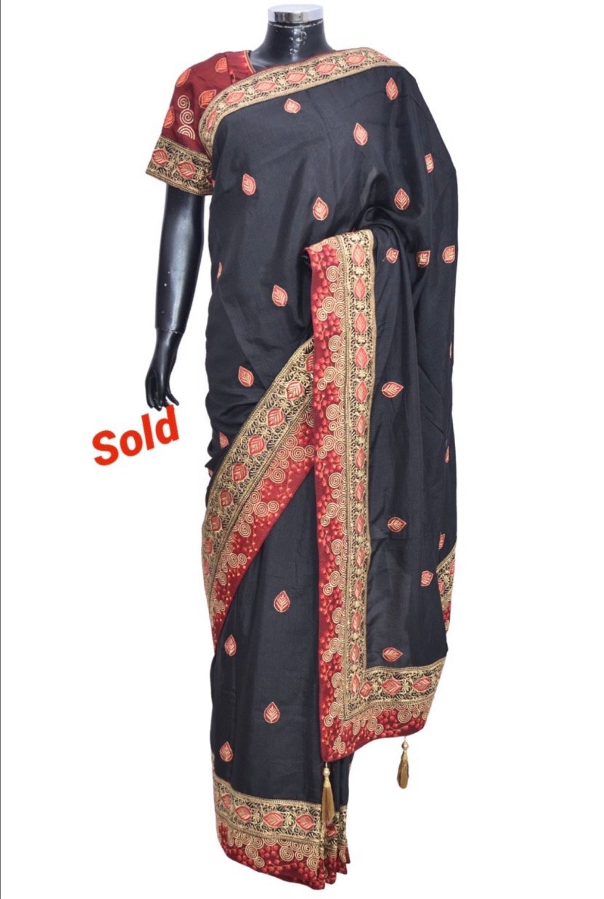 Silk Saree in black #fdn90342-301